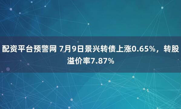 配资平台预警网 7月9日景兴转债上涨0.65%，转股溢价率7.87%